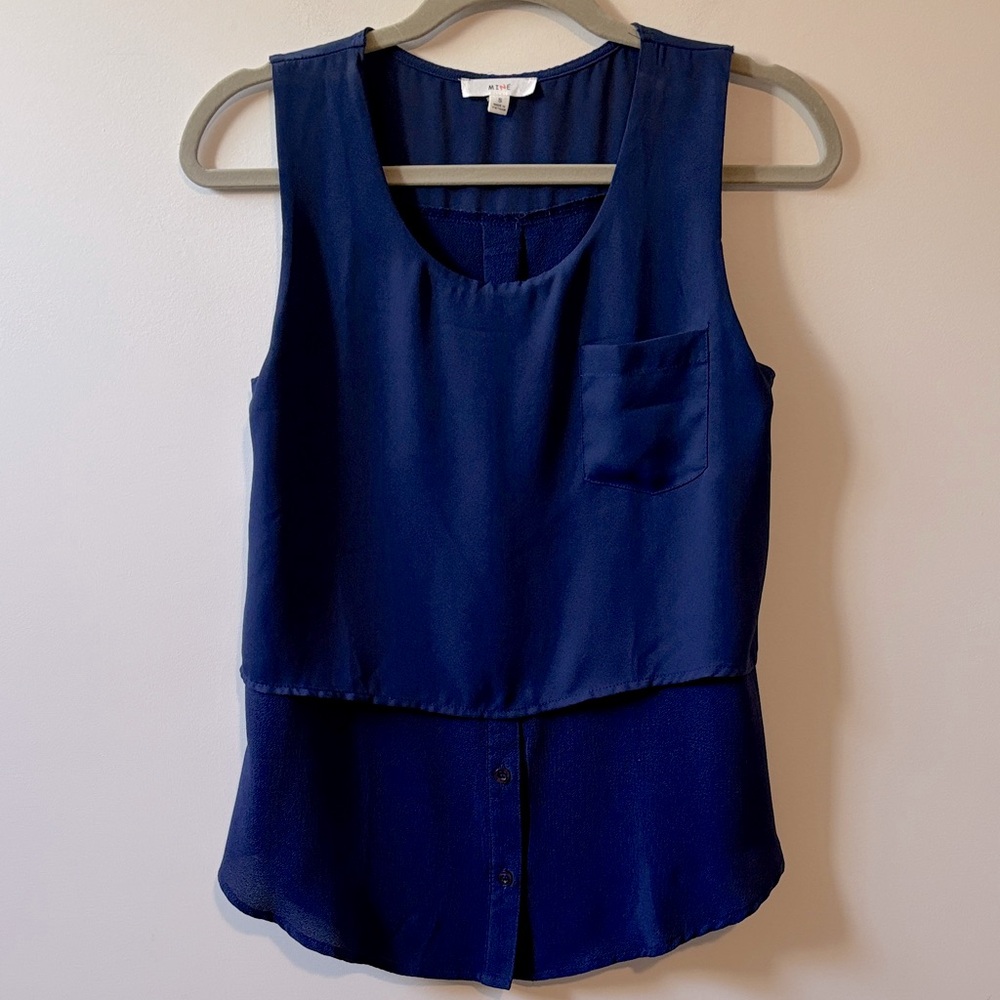 Mine Deep Blue Layered Tank Top